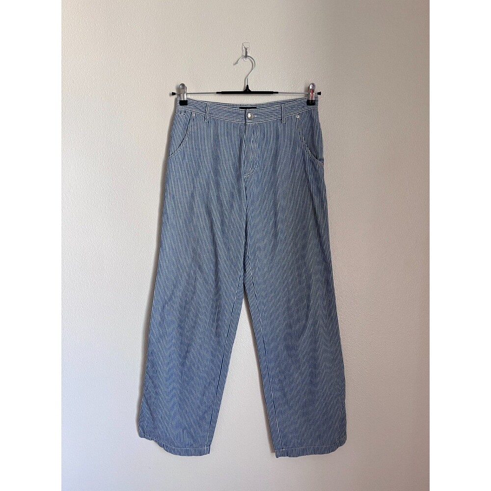 A.P.C. Men's Cotton Stripe Carpenter Painter Pants in Blue/White Size 38/SMALL